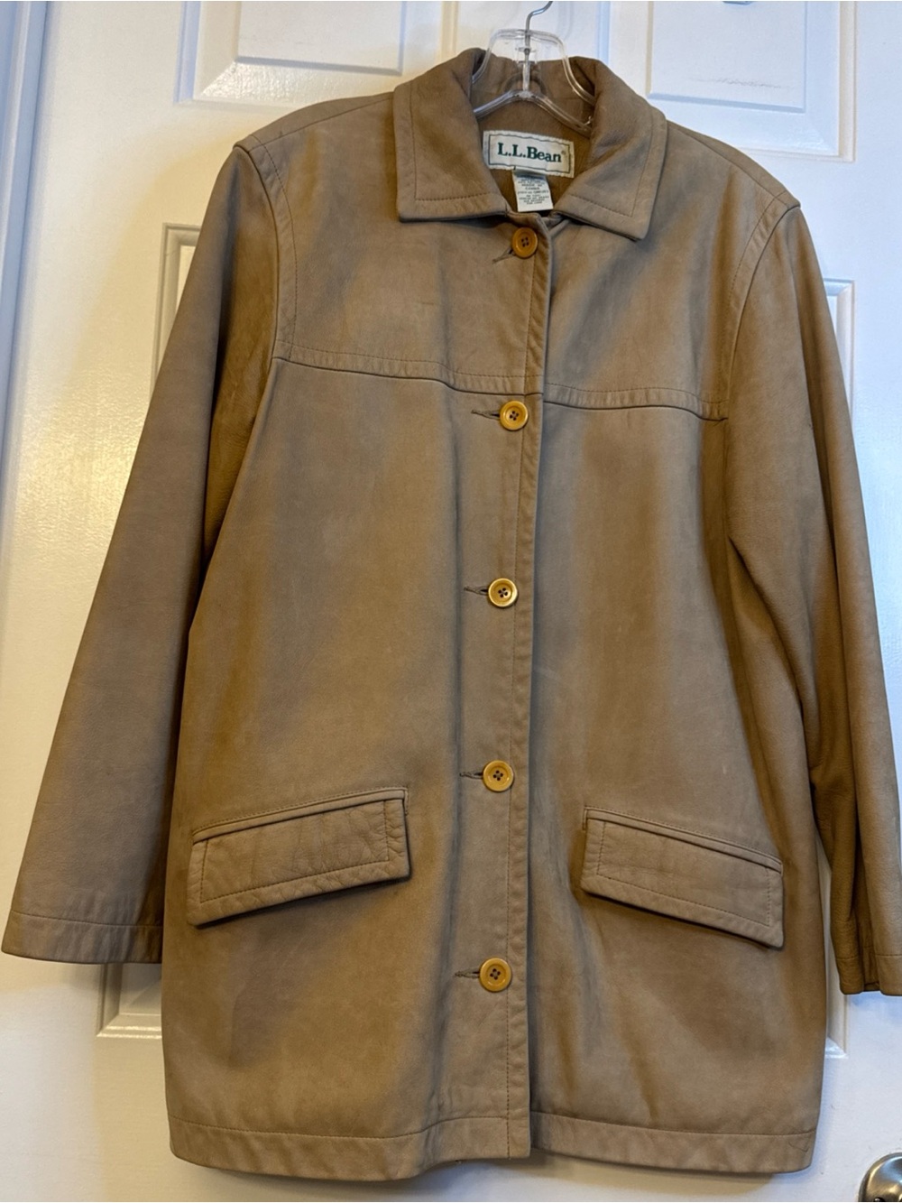VINTAGE LL Bean Jacket Womens Small Brown Cow Nubuck Leather Barn Chore Coat
